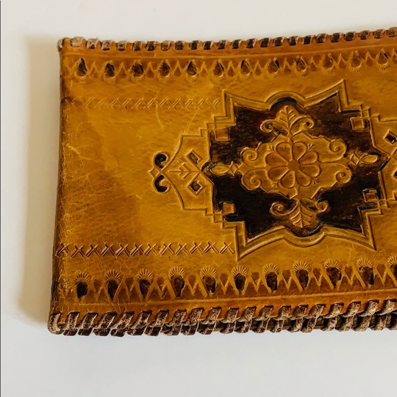 Tooled Leather Wallet | Vintage Wallet CheckBook | Receipt Holder | Coupon Book - Picture 4 of 8